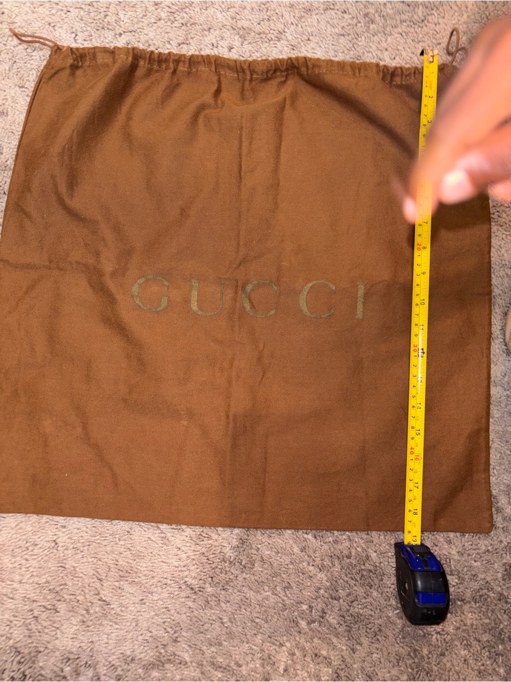 Authentic Vintage Gucci Brown Drawstring Logo Dust Bag